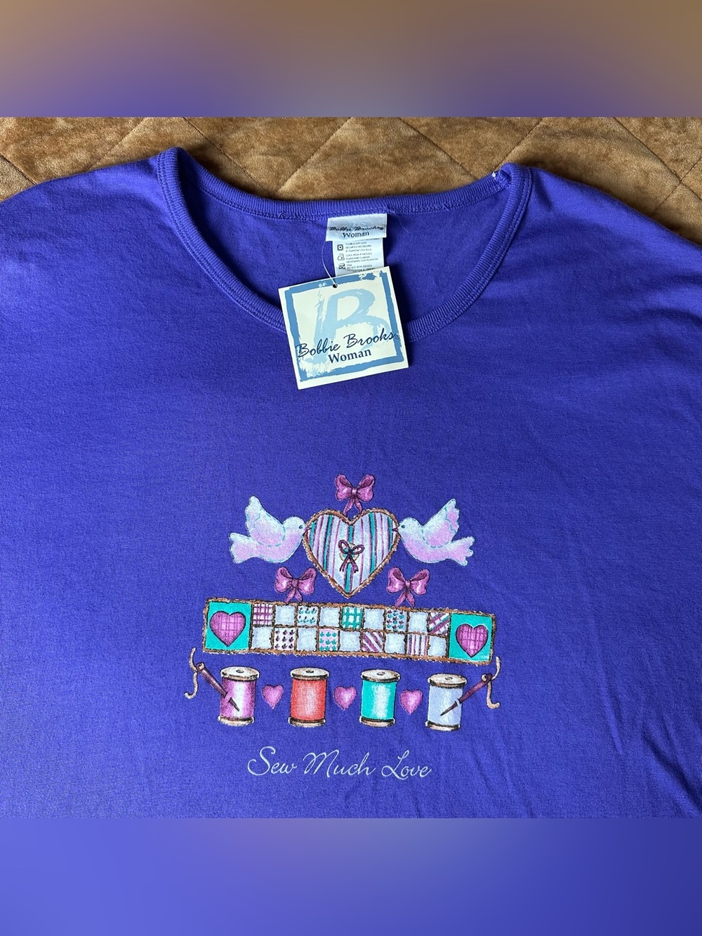 Vintage Bobbie Brooks Novelty TShirt NWT Sew Much Love Sewing Plus Size 14/16W